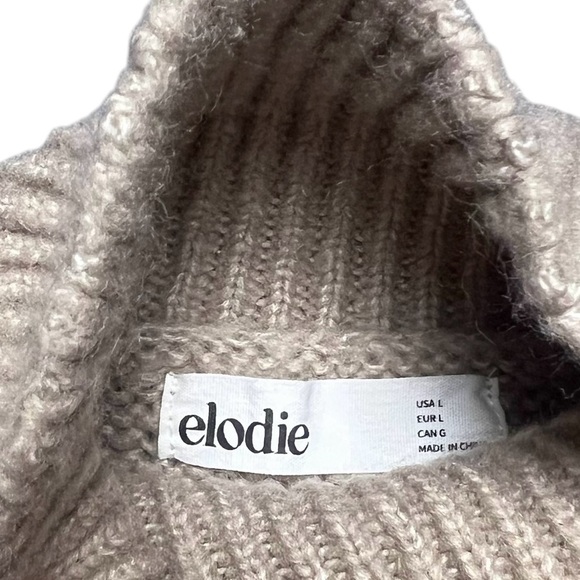 ELODIE Mockneck Crop Sweater In Light Sand Large - Picture 4 of 7